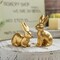 Gold Easter Bunny Decor, Small Bunny Figurines Set of 2, Resin Rabbit Statues, Gold Bunny Easter Tabletop Decor for Spring Centerpiece, Home Mantle Shelf Decor